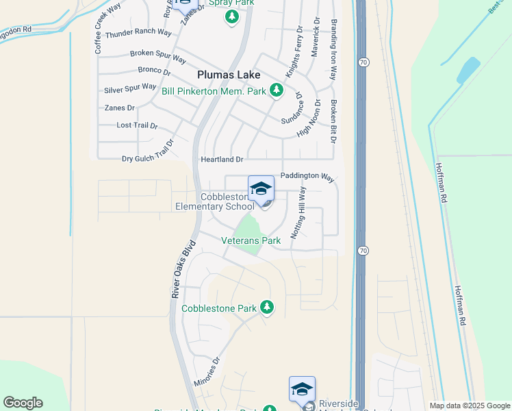 map of restaurants, bars, coffee shops, grocery stores, and more near 1718 Churchill Way in Olivehurst