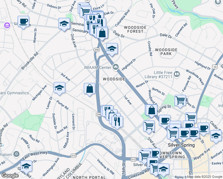 map of restaurants, bars, coffee shops, grocery stores, and more near 101 Independence Avenue Southeast in Washington