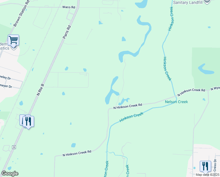map of restaurants, bars, coffee shops, grocery stores, and more near 4801 N Hinkson Creek Rd in Columbia