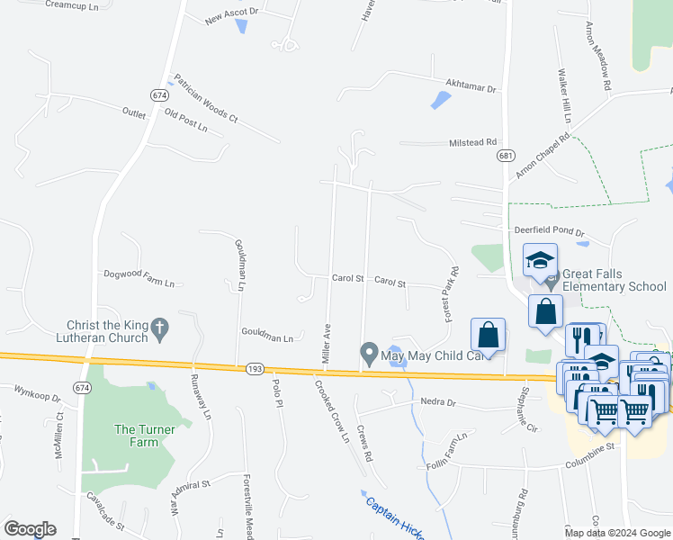 map of restaurants, bars, coffee shops, grocery stores, and more near 731 Miller Avenue in Great Falls