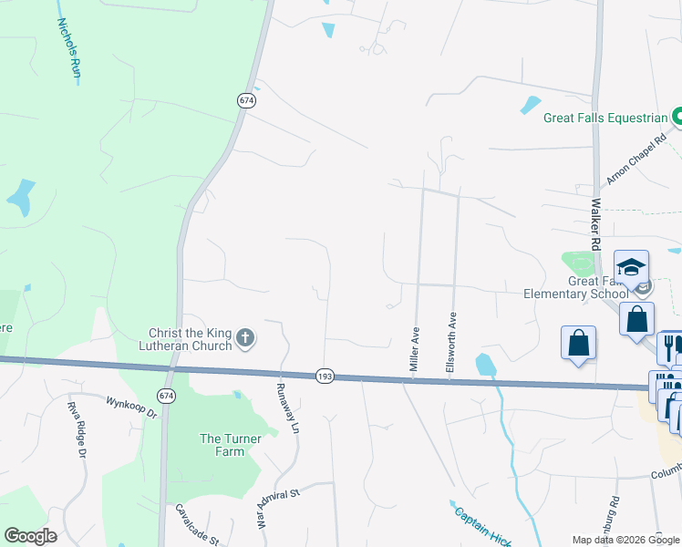 map of restaurants, bars, coffee shops, grocery stores, and more near 721 Gouldman Lane in Great Falls