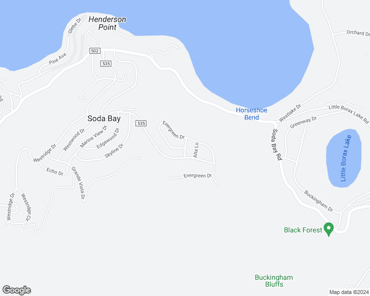 map of restaurants, bars, coffee shops, grocery stores, and more near Evergreen Drive in Lake County