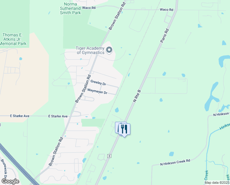 map of restaurants, bars, coffee shops, grocery stores, and more near 3708 Greeley Drive in Columbia