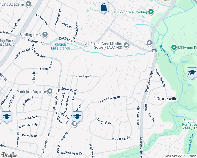 map of restaurants, bars, coffee shops, grocery stores, and more near 1927 East Beech Road in Sterling