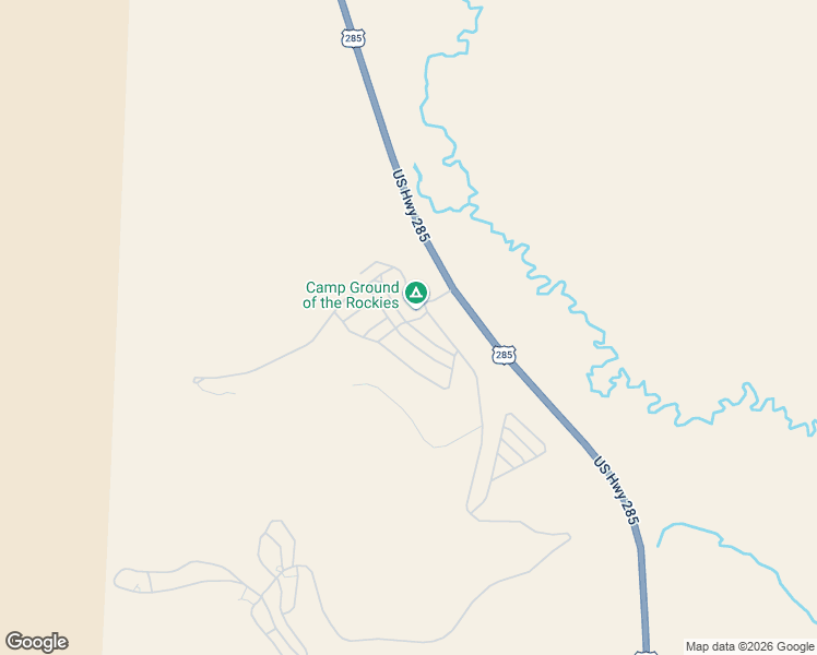 map of restaurants, bars, coffee shops, grocery stores, and more near 135 Smoke Stack Road in Fairplay