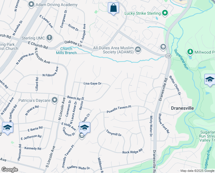 map of restaurants, bars, coffee shops, grocery stores, and more near 1927 East Beech Road in Sterling