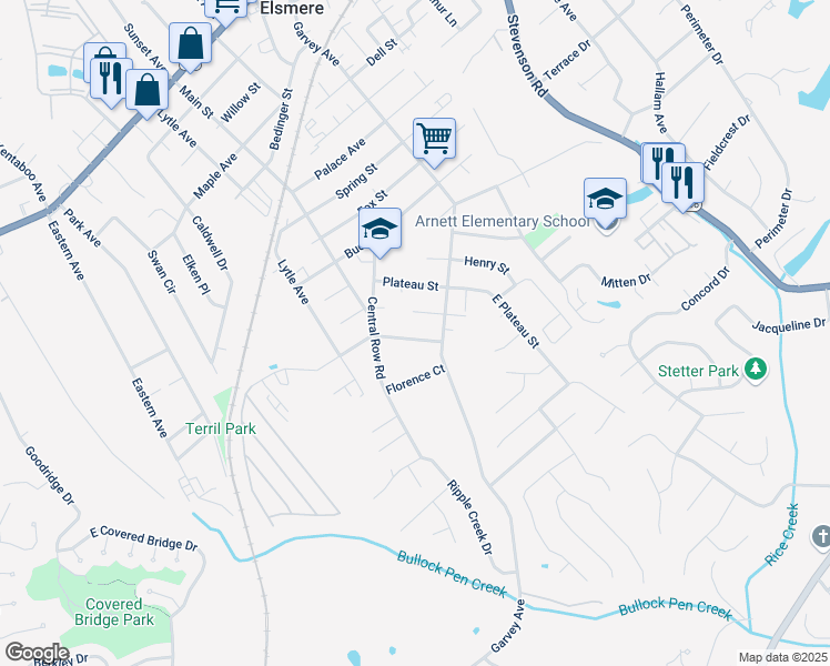 map of restaurants, bars, coffee shops, grocery stores, and more near 1030 Edwards Road in Elsmere