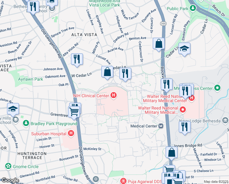 map of restaurants, bars, coffee shops, grocery stores, and more near 4733 Bethesda Avenue in Bethesda