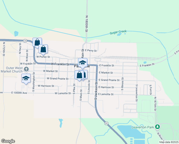 map of restaurants, bars, coffee shops, grocery stores, and more near 102 North Lincoln Street in Palestine