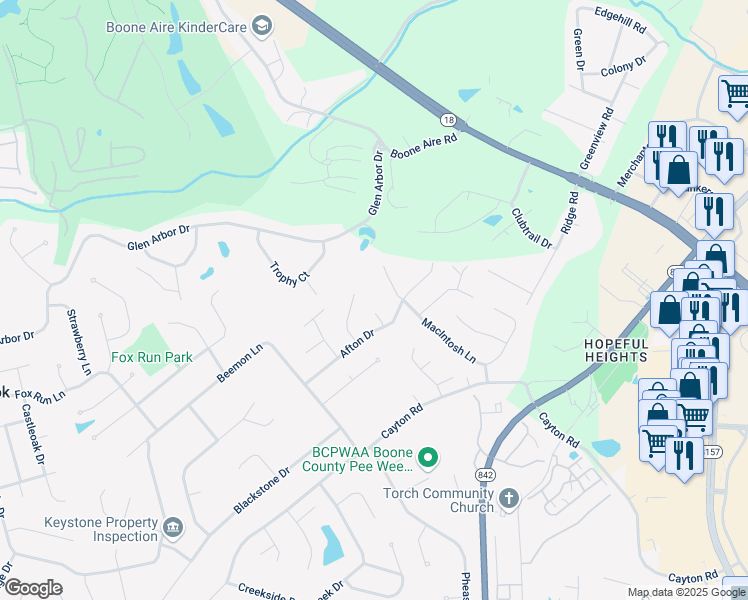 map of restaurants, bars, coffee shops, grocery stores, and more near 1135 Macintosh Lane in Florence