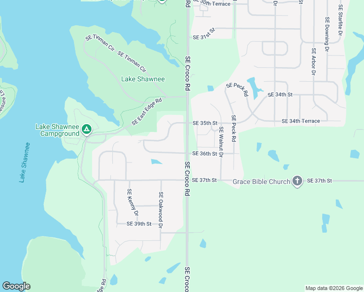 map of restaurants, bars, coffee shops, grocery stores, and more near 3543 Southeast Croco Road in Topeka