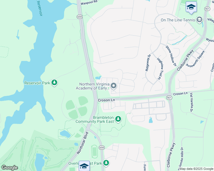 map of restaurants, bars, coffee shops, grocery stores, and more near 42625 Chisholm Drive in Broadlands