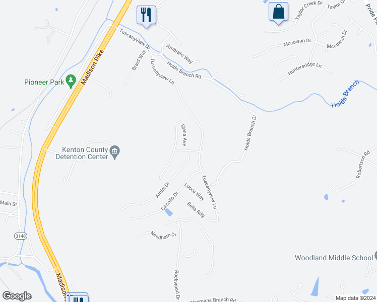 map of restaurants, bars, coffee shops, grocery stores, and more near 3814 Montella Place in Covington