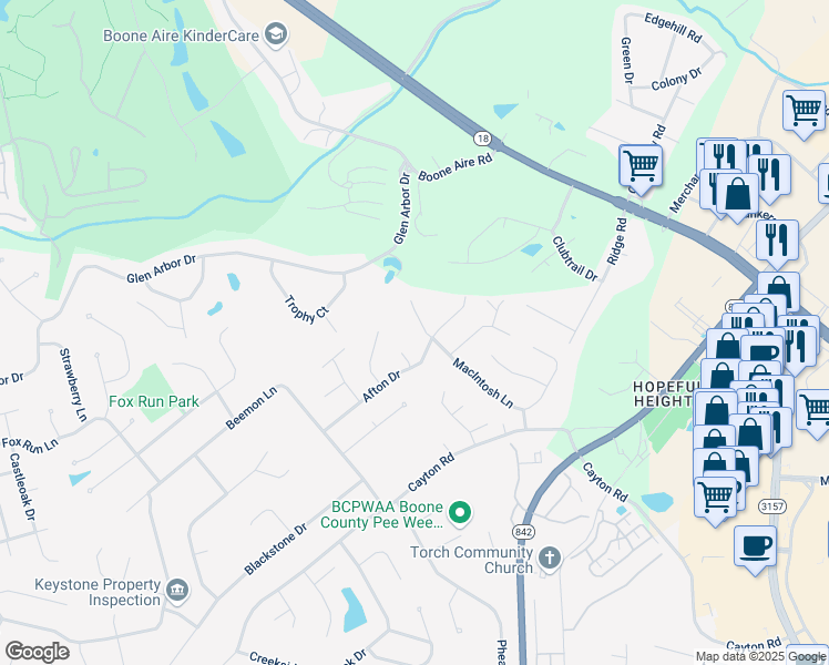 map of restaurants, bars, coffee shops, grocery stores, and more near 1135 MacIntosh Lane in Florence