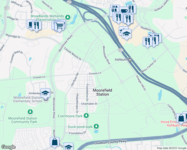 map of restaurants, bars, coffee shops, grocery stores, and more near 43479 Croson Lane in Ashburn