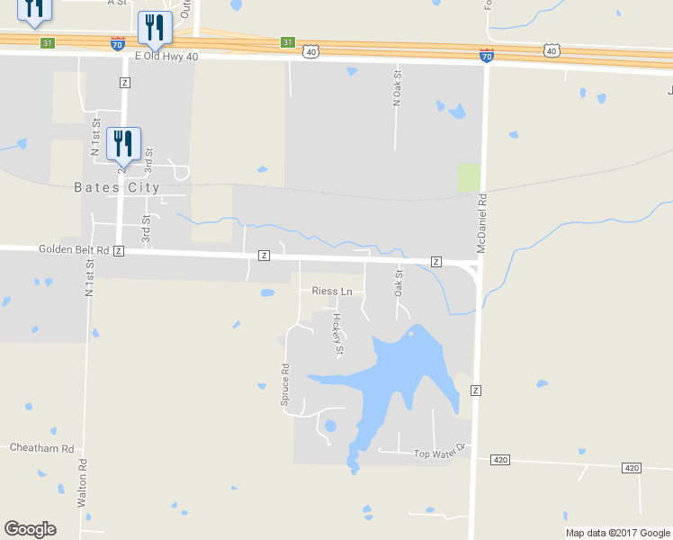map of restaurants, bars, coffee shops, grocery stores, and more near 706 East Highway Z in Bates City