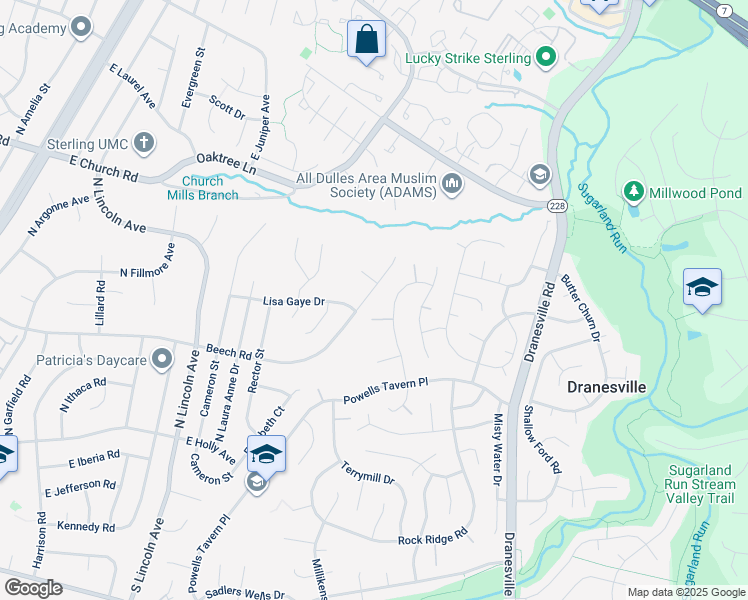 map of restaurants, bars, coffee shops, grocery stores, and more near 1934 East Beech Road in Sterling