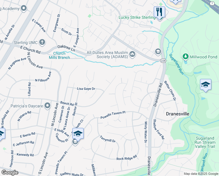 map of restaurants, bars, coffee shops, grocery stores, and more near 1934 East Beech Road in Sterling