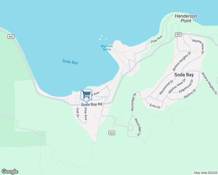 map of restaurants, bars, coffee shops, grocery stores, and more near 6599 Hohape Avenue in Kelseyville