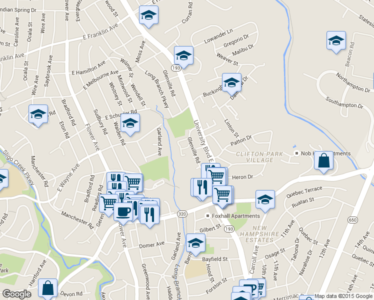 map of restaurants, bars, coffee shops, grocery stores, and more near 509 Pickwick Village Way in Silver Spring