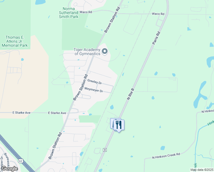 map of restaurants, bars, coffee shops, grocery stores, and more near 3608-3612 Greeley Drive in Columbia