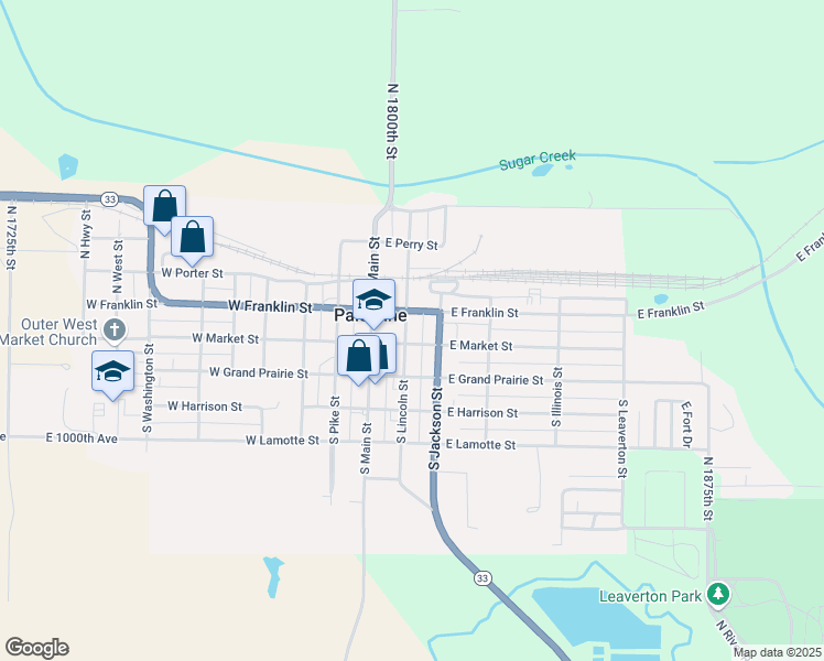 map of restaurants, bars, coffee shops, grocery stores, and more near 102 North Lincoln Street in Palestine