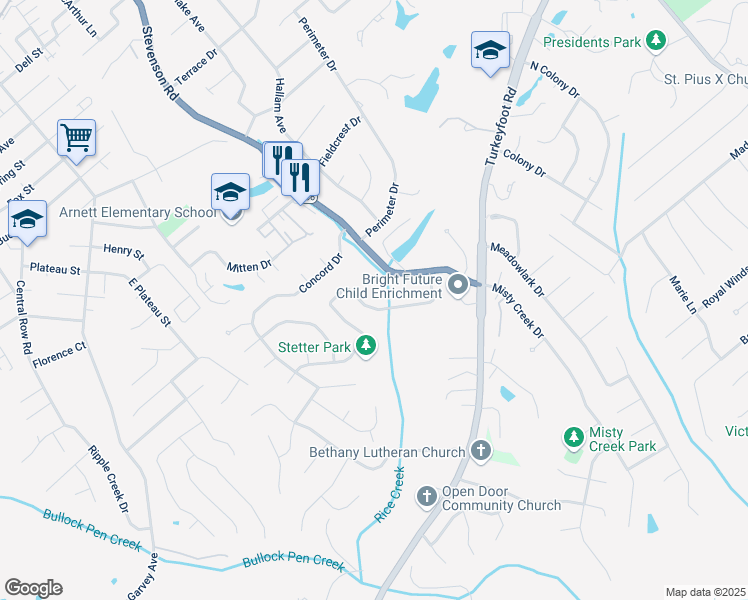 map of restaurants, bars, coffee shops, grocery stores, and more near 3540 Jacqueline Drive in Erlanger