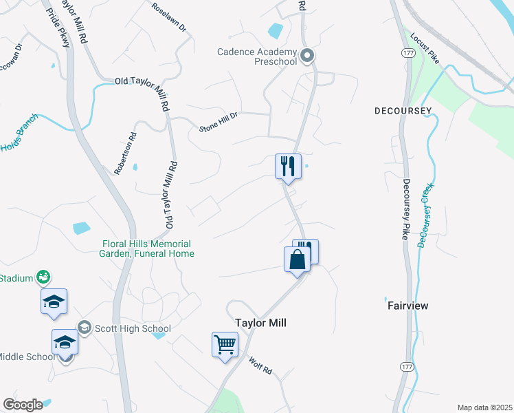 map of restaurants, bars, coffee shops, grocery stores, and more near 724 Janet Dr in Taylor Mill