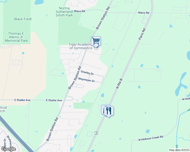 map of restaurants, bars, coffee shops, grocery stores, and more near 3608 Greeley Drive in Columbia