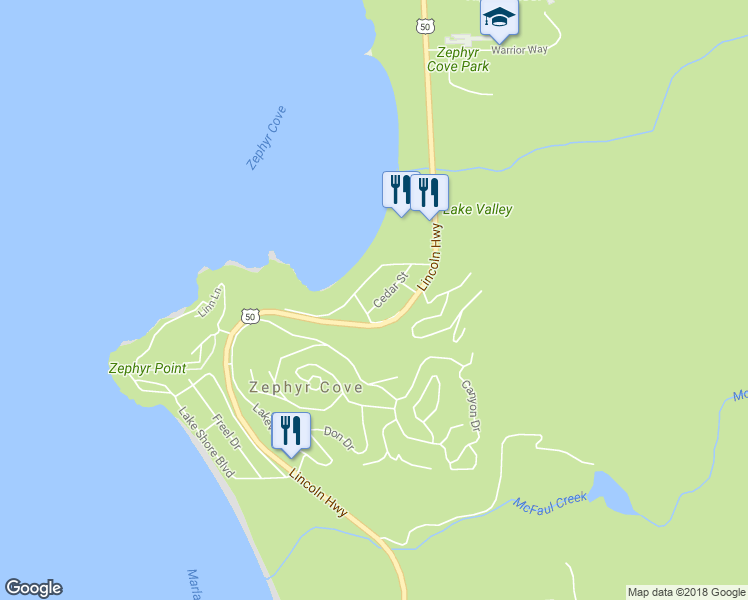 map of restaurants, bars, coffee shops, grocery stores, and more near 726 Cedar St in Zephyr Cove-Round Hill Village