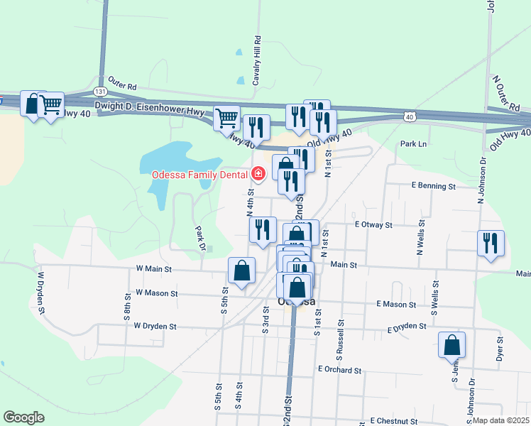 map of restaurants, bars, coffee shops, grocery stores, and more near 211 North 3rd Street in Odessa