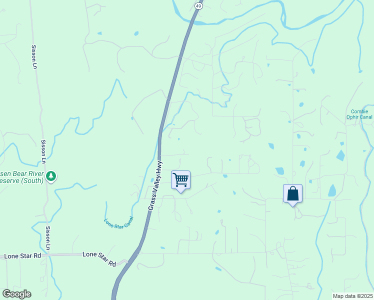 map of restaurants, bars, coffee shops, grocery stores, and more near 6470 Grass Valley Highway in Auburn