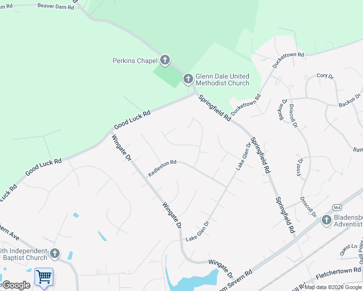 map of restaurants, bars, coffee shops, grocery stores, and more near Wycombe Park Lane in Glenn Dale