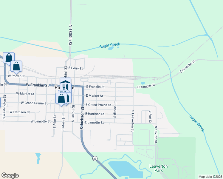 map of restaurants, bars, coffee shops, grocery stores, and more near 424 East Market Street in Palestine