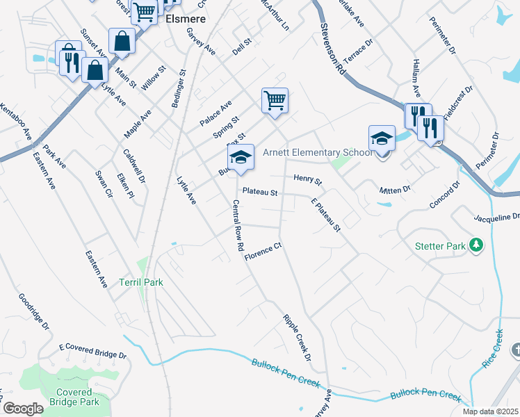 map of restaurants, bars, coffee shops, grocery stores, and more near 1030 Edwards Road in Elsmere