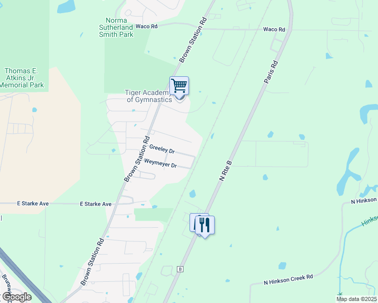 map of restaurants, bars, coffee shops, grocery stores, and more near 3708 Greeley Drive in Columbia