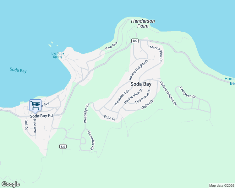 map of restaurants, bars, coffee shops, grocery stores, and more near 3136 Westridge Drive in Kelseyville
