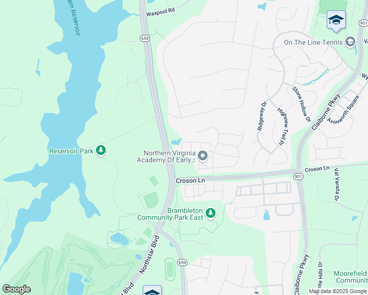 map of restaurants, bars, coffee shops, grocery stores, and more near 42595 Galbraith Square in Ashburn
