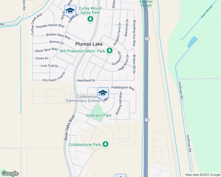 map of restaurants, bars, coffee shops, grocery stores, and more near 1371 Leighton Grove Drive in Plumas Lake