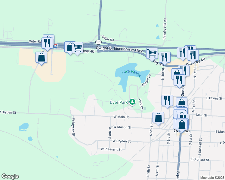 map of restaurants, bars, coffee shops, grocery stores, and more near in Odessa