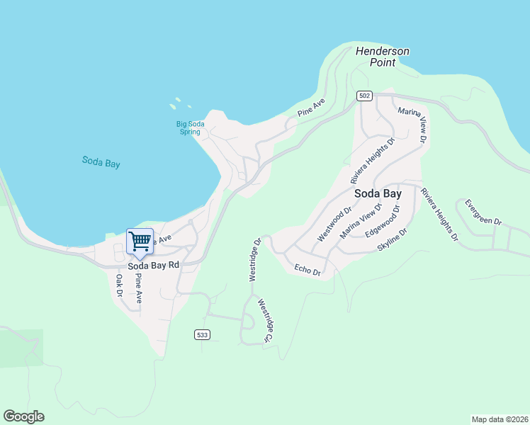 map of restaurants, bars, coffee shops, grocery stores, and more near 3279 Westridge Drive in Kelseyville