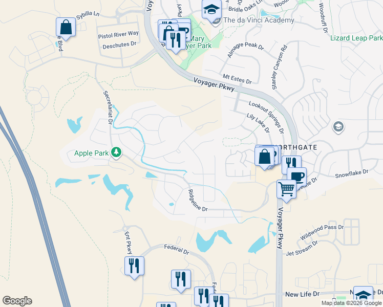 map of restaurants, bars, coffee shops, grocery stores, and more near 11746 Spectacular Bid Circle in Colorado Springs