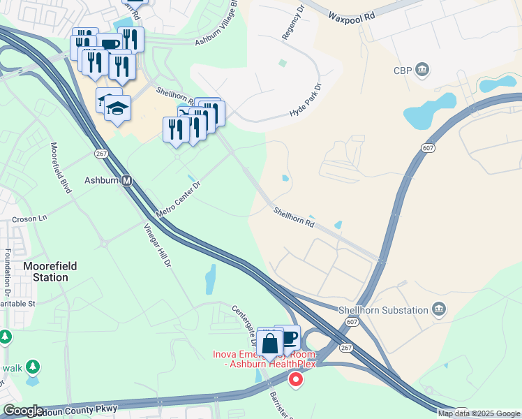map of restaurants, bars, coffee shops, grocery stores, and more near 43881 Devin Shafron Drive in Ashburn