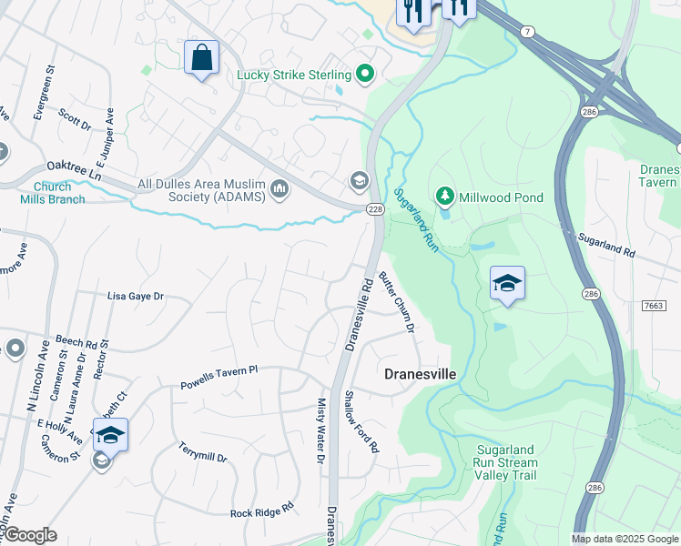 map of restaurants, bars, coffee shops, grocery stores, and more near 12510 Cliff Edge Drive in Herndon