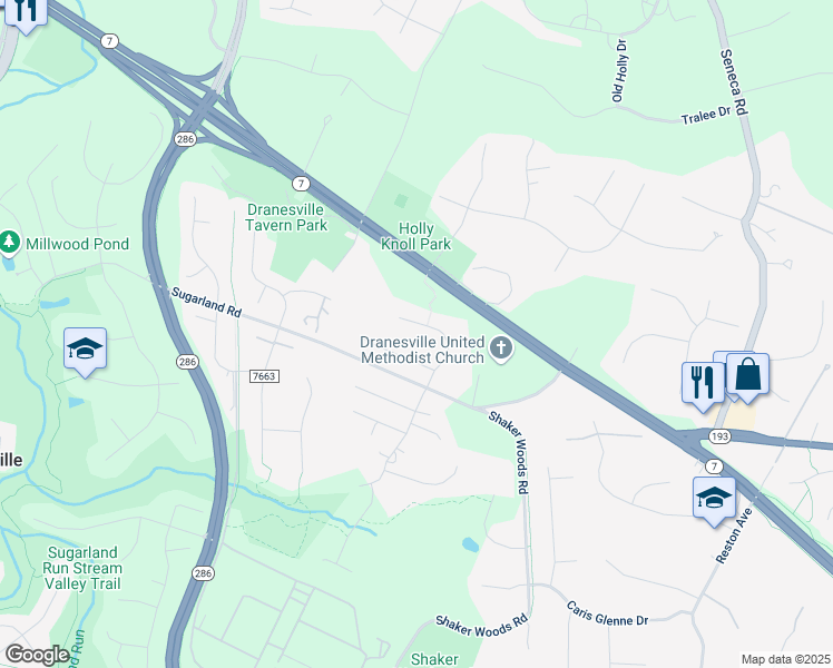map of restaurants, bars, coffee shops, grocery stores, and more near 1044 Marmion Drive in Herndon