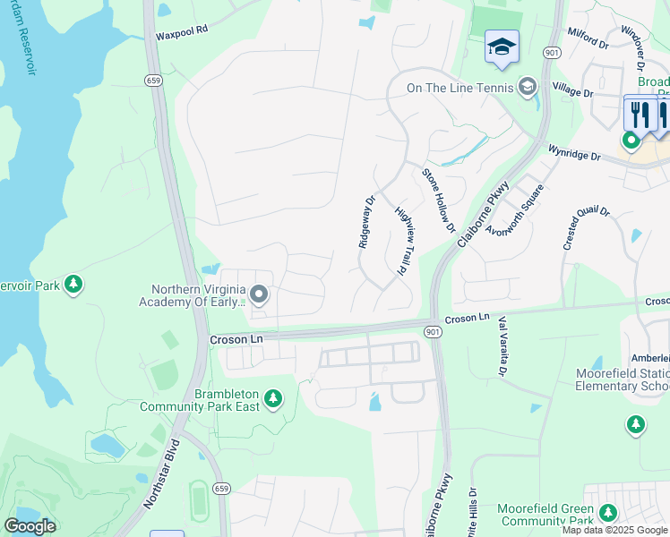map of restaurants, bars, coffee shops, grocery stores, and more near 22152 Macdougall Terrace in Ashburn