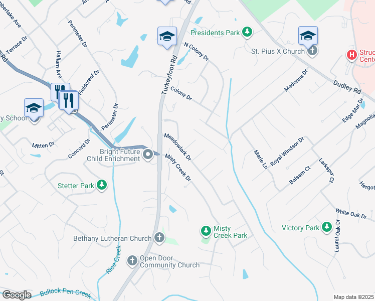 map of restaurants, bars, coffee shops, grocery stores, and more near 209 Snowflake Court in Edgewood