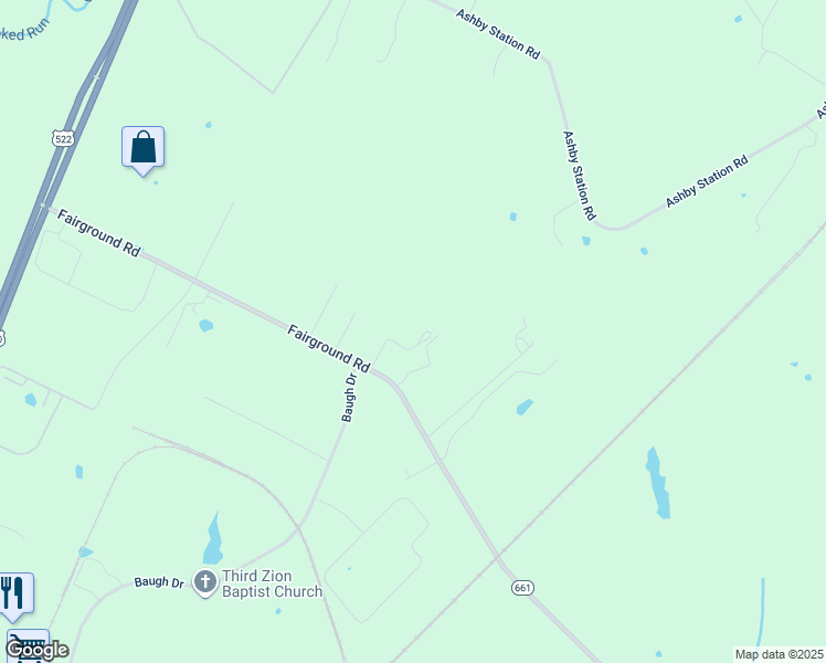 map of restaurants, bars, coffee shops, grocery stores, and more near 753 Fairground Road in Front Royal