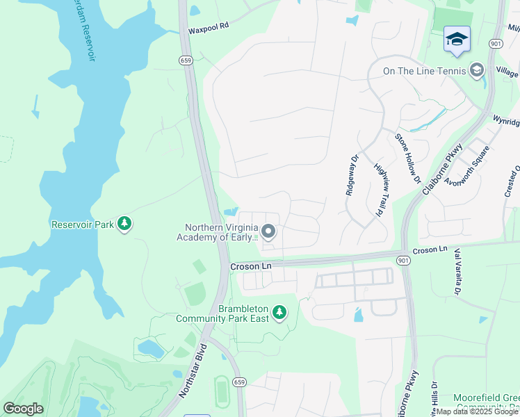 map of restaurants, bars, coffee shops, grocery stores, and more near 42636 Galbraith Square in Broadlands
