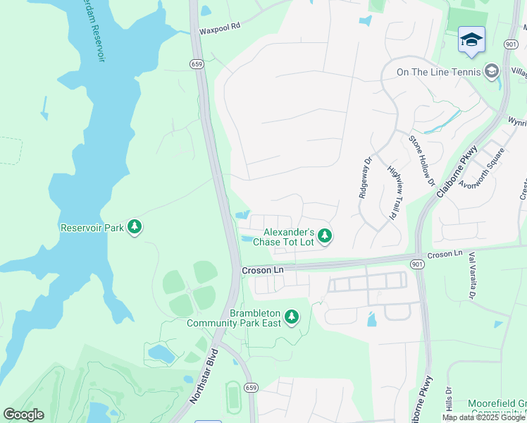 map of restaurants, bars, coffee shops, grocery stores, and more near 42624 Galbraith Square in Broadlands